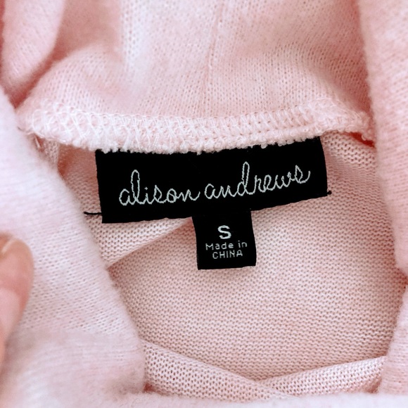 ALISON ANDREWS Pink Puff Shoulder Turtleneck Sweater Size Small - Picture 7 of 9